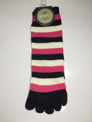 Kids Snugaloo Super Soft 5 Toe Pink & Black Novelty Socks RRP £2.99 CLEARANCE XL £1